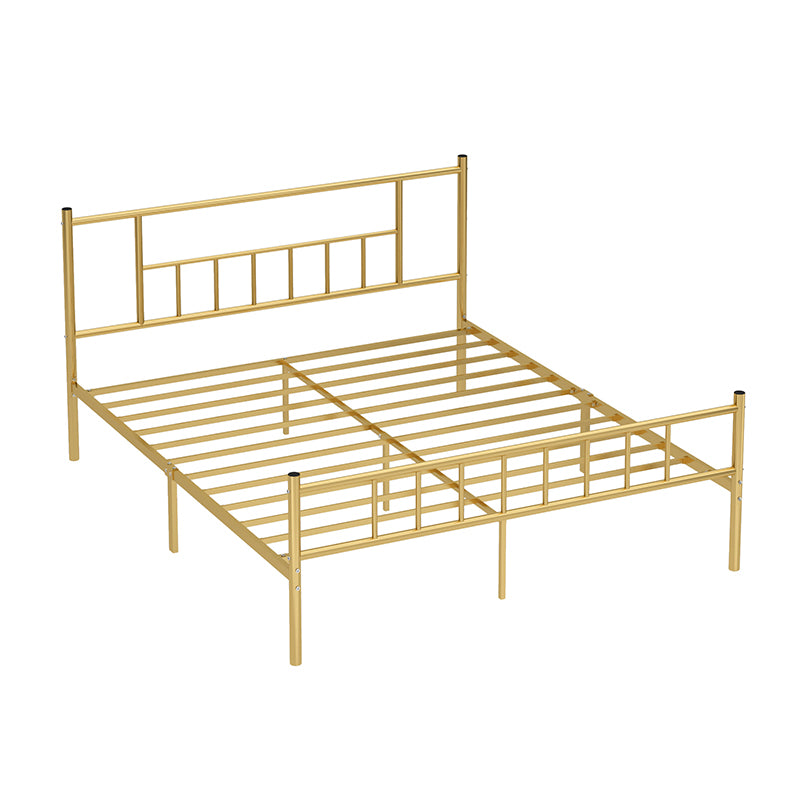 Iron Bde with Rectangular Headboard and Metal Legs in Solid Color