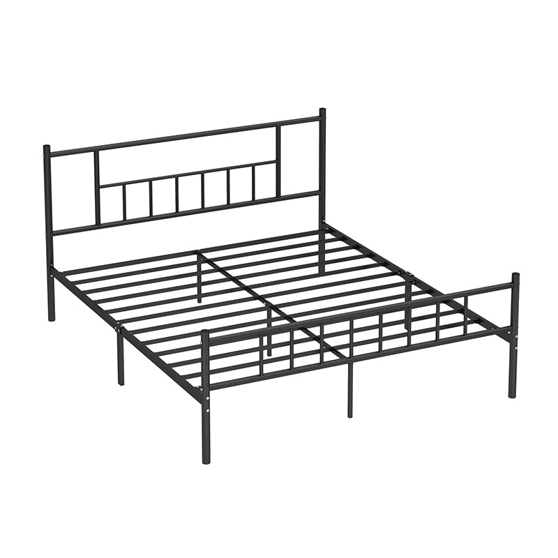 Iron Bde with Rectangular Headboard and Metal Legs in Solid Color