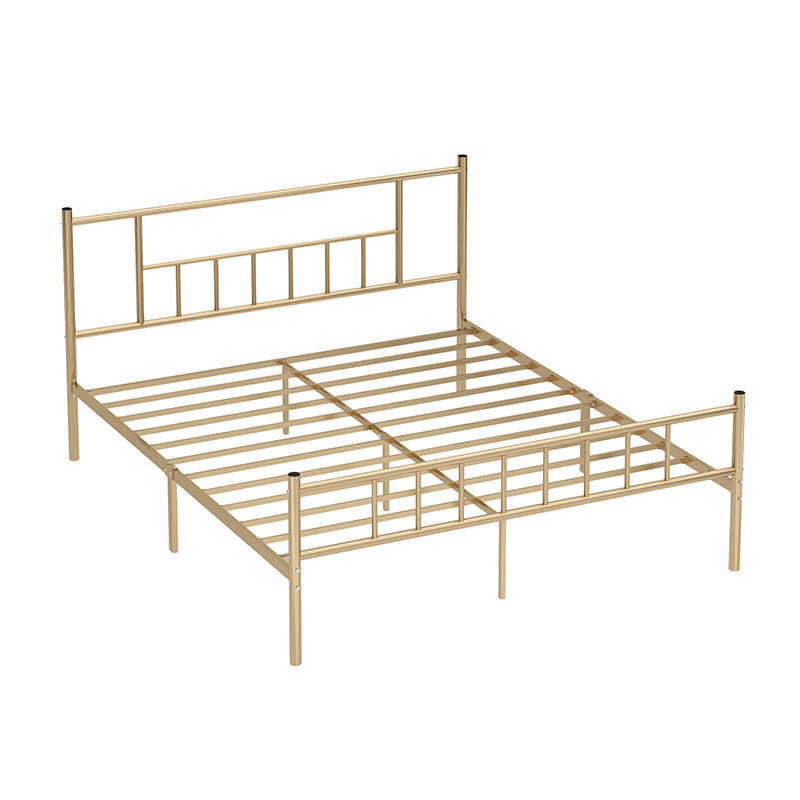 Iron Bde with Rectangular Headboard and Metal Legs in Solid Color