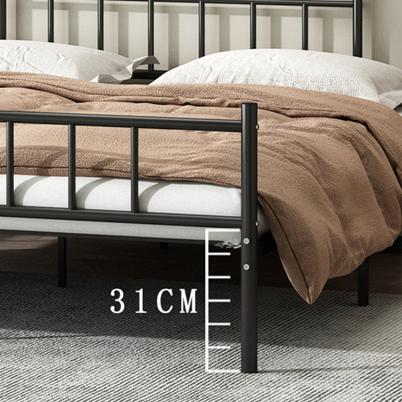 Iron Bde with Rectangular Headboard and Metal Legs in Solid Color