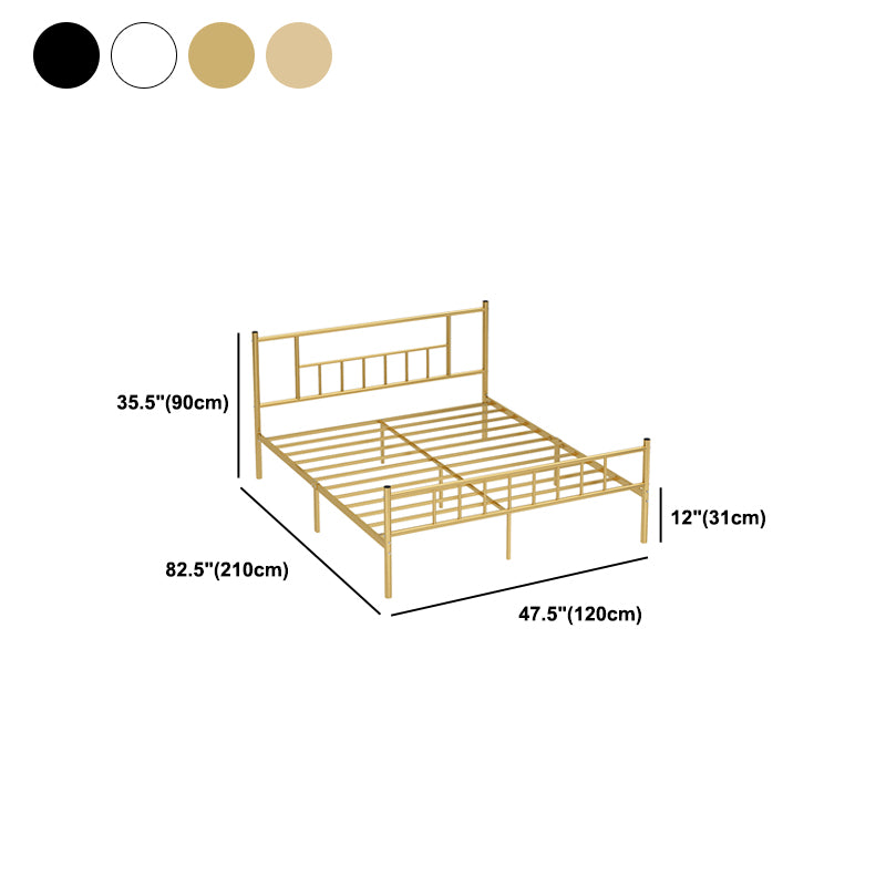 Iron Bde with Rectangular Headboard and Metal Legs in Solid Color