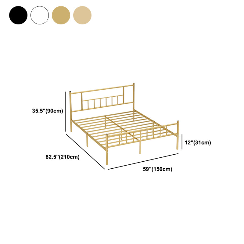 Iron Bde with Rectangular Headboard and Metal Legs in Solid Color