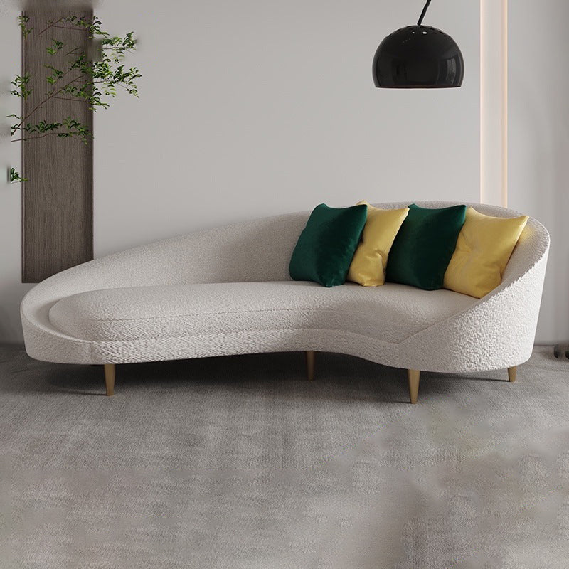 Fabric Curved Sofa Contemporary Sloped Arm Sofa with Four Pillows