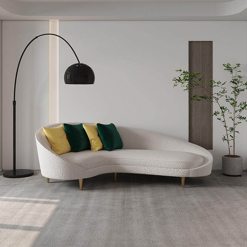 Fabric Curved Sofa Contemporary Sloped Arm Sofa with Four Pillows
