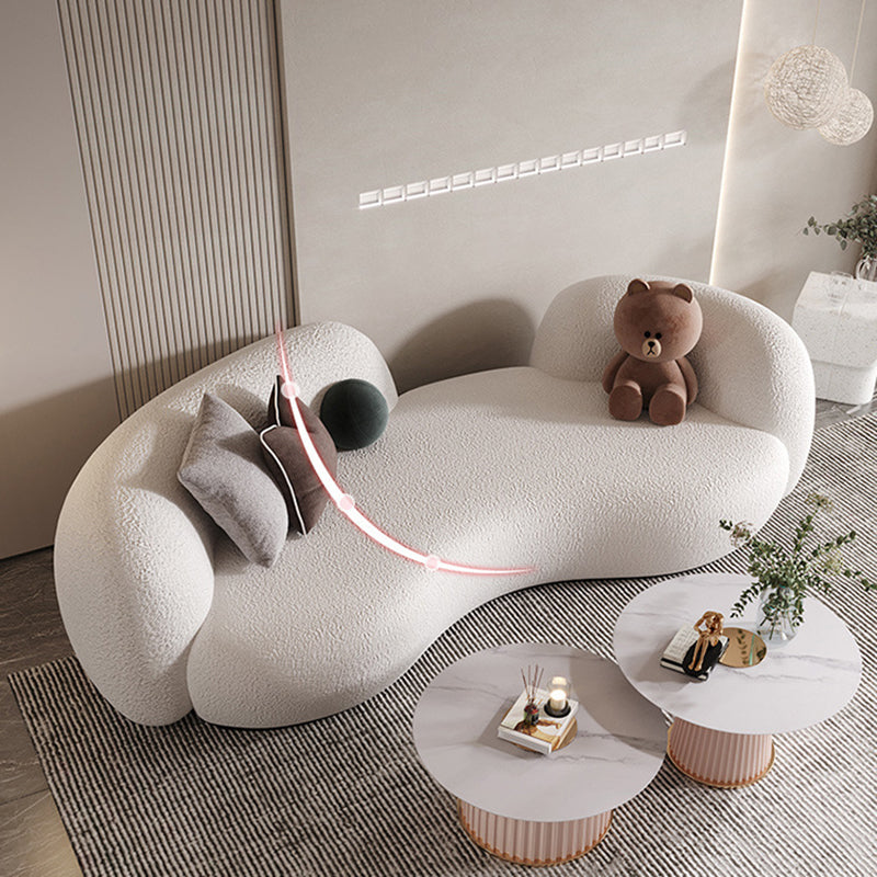 Contemporary Curved Sofa 28.34" High Sloped Arm Sofa in Beige
