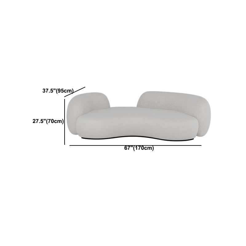 Contemporary Curved Sofa 28.34" High Sloped Arm Sofa in Beige