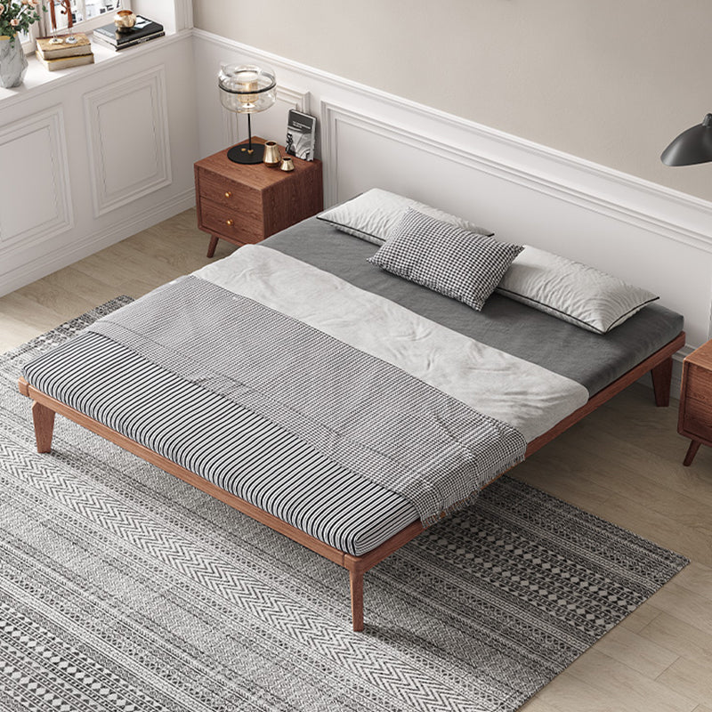 Ash 13.38" High Standard Bed with Custom Gold Legs Brown Bed Without Headboard