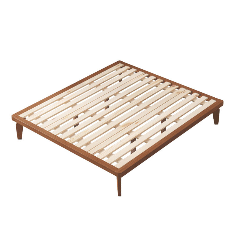 Ash 13.38" High Standard Bed with Custom Gold Legs Brown Bed Without Headboard