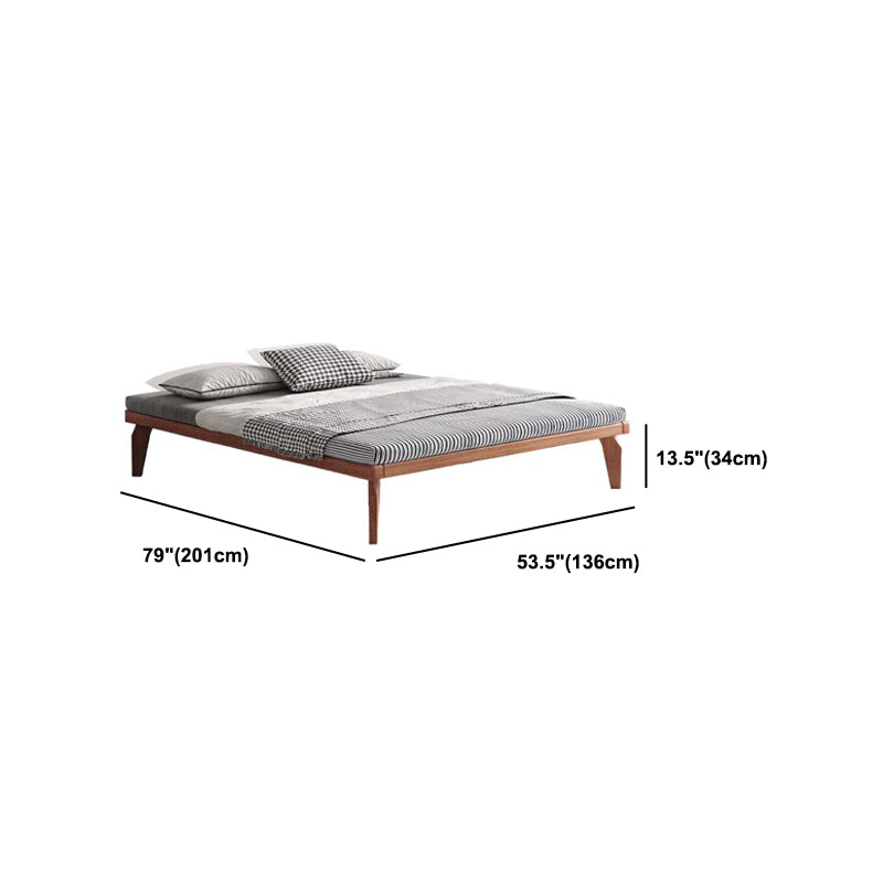 Ash 13.38" High Standard Bed with Custom Gold Legs Brown Bed Without Headboard