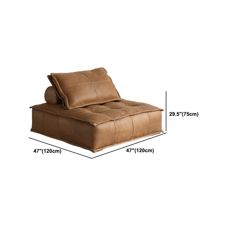 Genuine Leather Armless Settee Contemporary Standard Sofa for Apartment