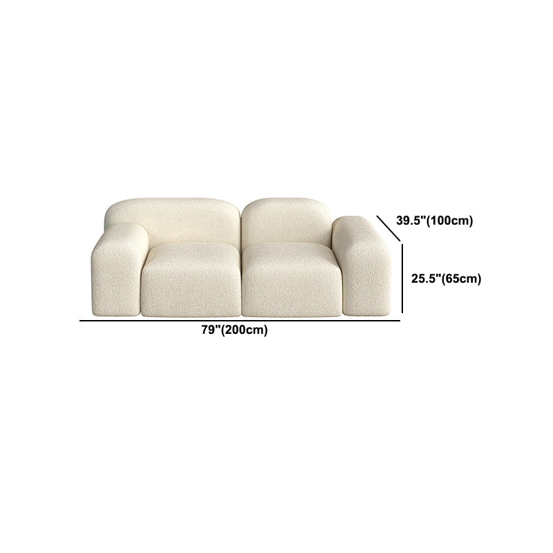Contemporary Style Stationary Sofa Wool Rolled Arm Sofa in White