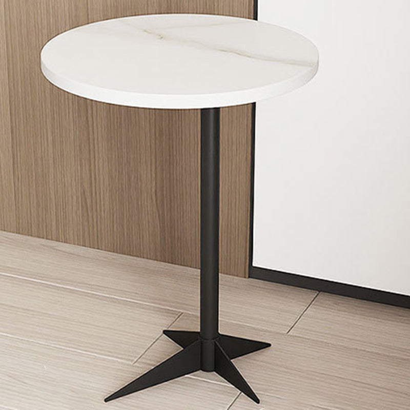 Modern Round Slate Side Table Pedestal Corner Table for Living Room