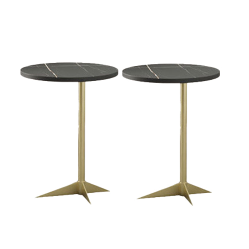 Modern Round Slate Side Table Pedestal Corner Table for Living Room