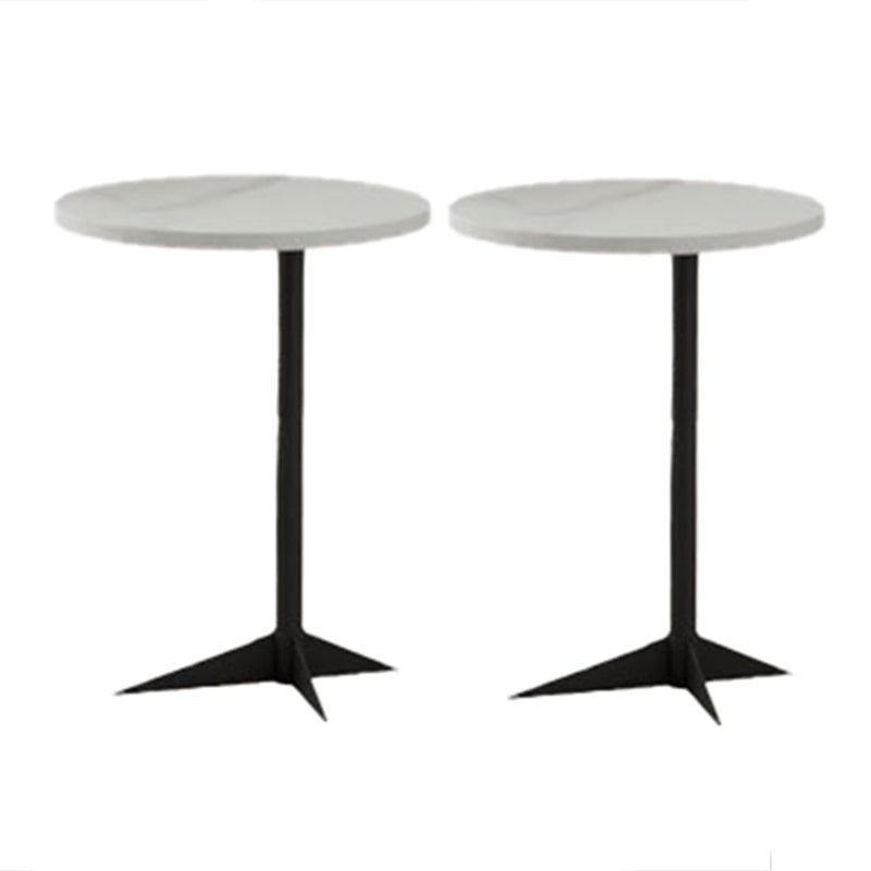 Modern Round Slate Side Table Pedestal Corner Table for Living Room