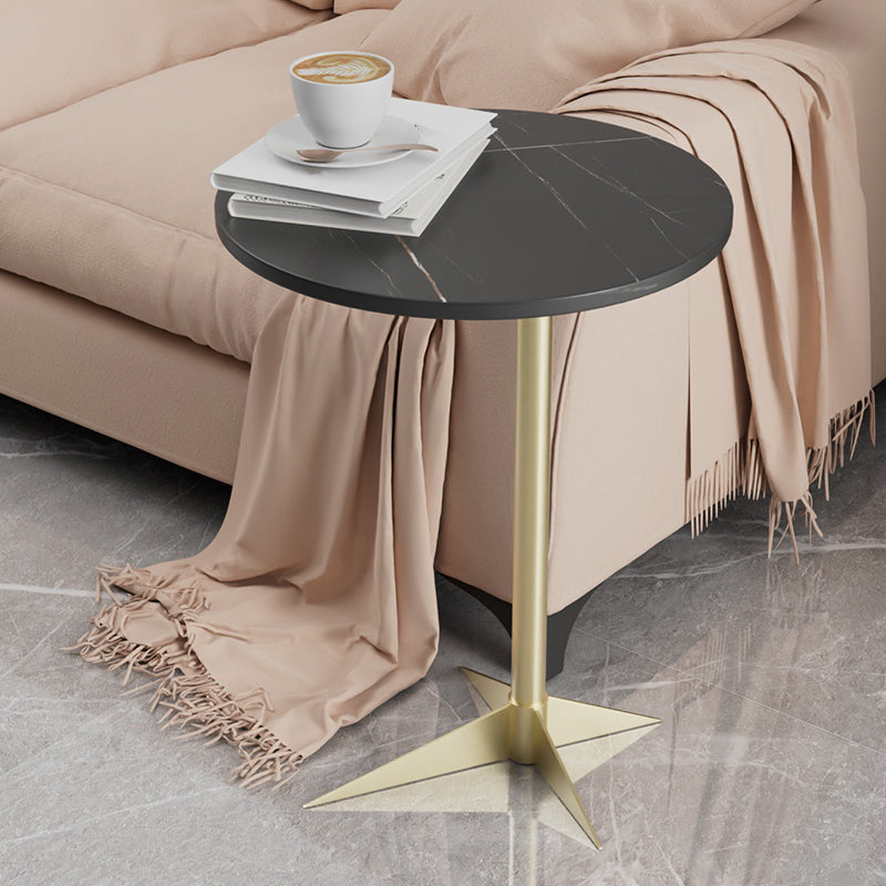 Modern Round Slate Side Table Pedestal Corner Table for Living Room