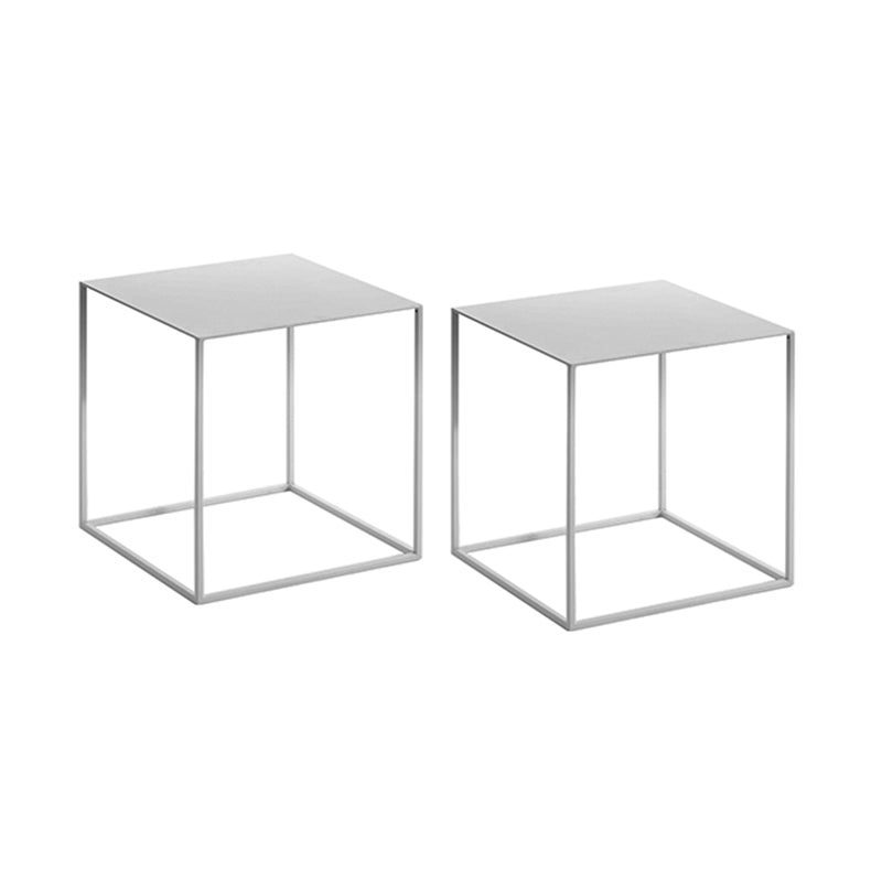 Mid-Century 15.7-inch Wide Iron End Table Frame Square Simple Side Table