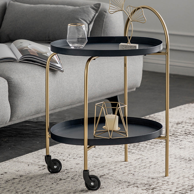 Metal Oval End Table Mid-Century Tray Top Corner Table for Living Room