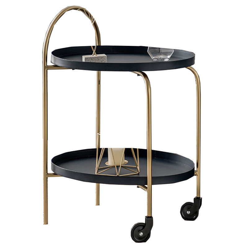 Metal Oval End Table Mid-Century Tray Top Corner Table for Living Room