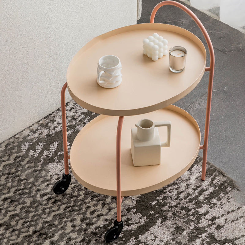 Metal Oval End Table Mid-Century Tray Top Corner Table for Living Room