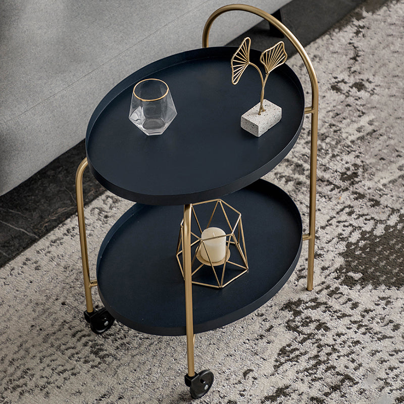Metal Oval End Table Mid-Century Tray Top Corner Table for Living Room