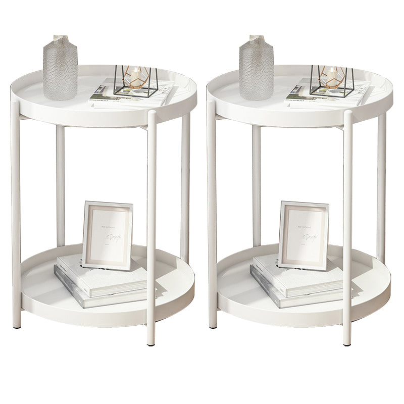Mid-Century Metal X-base Side End Table Round Tray Top Side Table