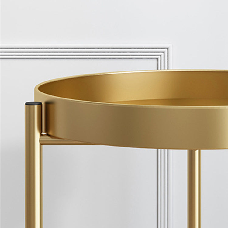 Mid-Century Metal X-base Side End Table Round Tray Top Side Table