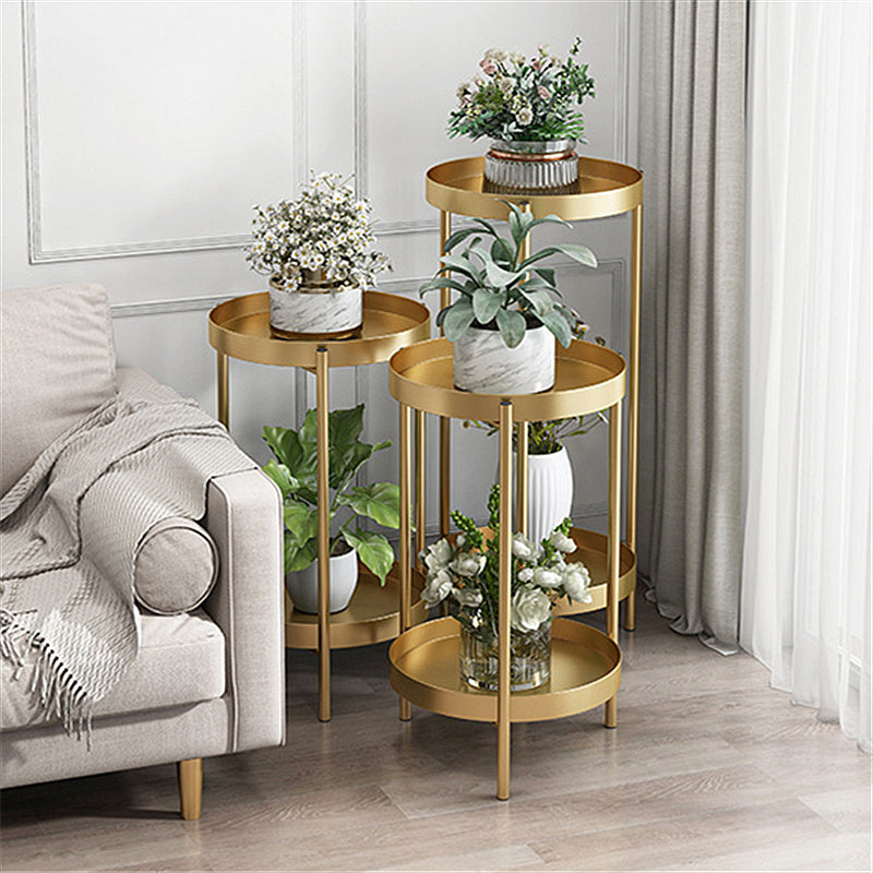 Mid-Century Metal X-base Side End Table Round Tray Top Side Table