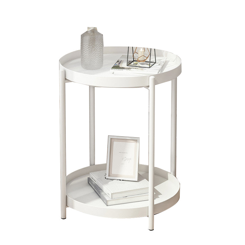 Mid-Century Metal X-base Side End Table Round Tray Top Side Table