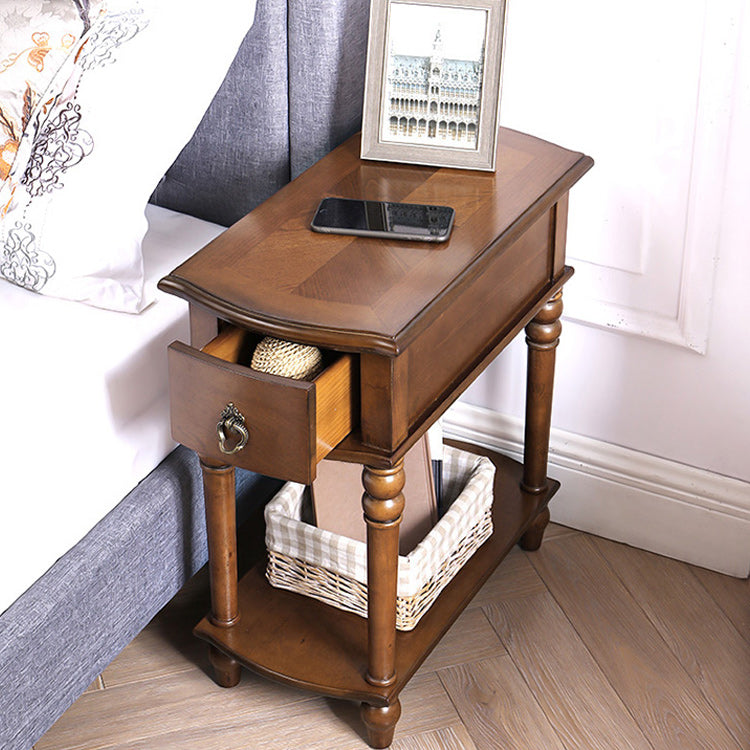 Modern Rectangular End Table 23" Tall 4 Legs Solid Wood Side Table