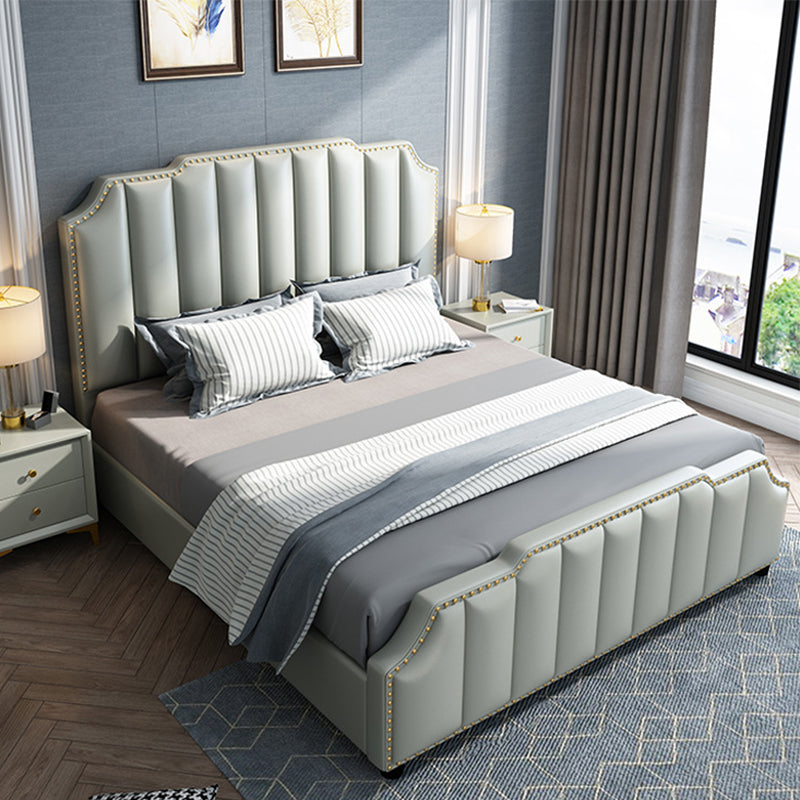 84.65 inch Wide Contemporary Standard Bed Solid Wood Bed with Headboard