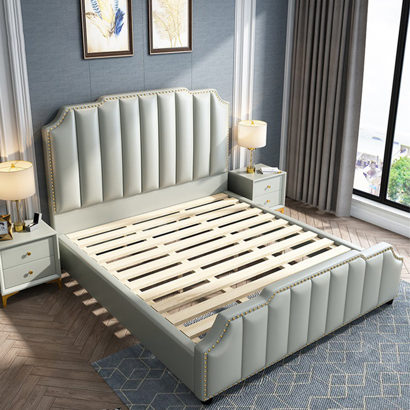 84.65 inch Wide Contemporary Standard Bed Solid Wood Bed with Headboard