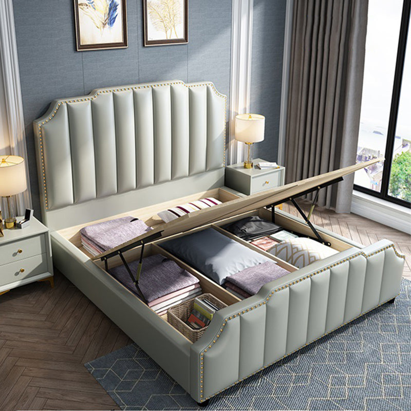 84.65 inch Wide Contemporary Standard Bed Solid Wood Bed with Headboard