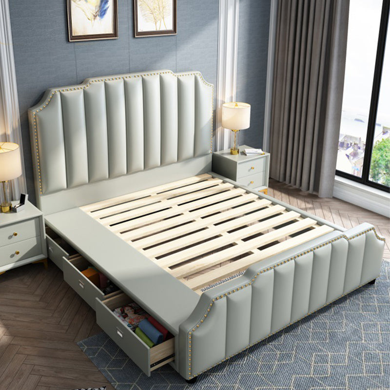 84.65 inch Wide Contemporary Standard Bed Solid Wood Bed with Headboard