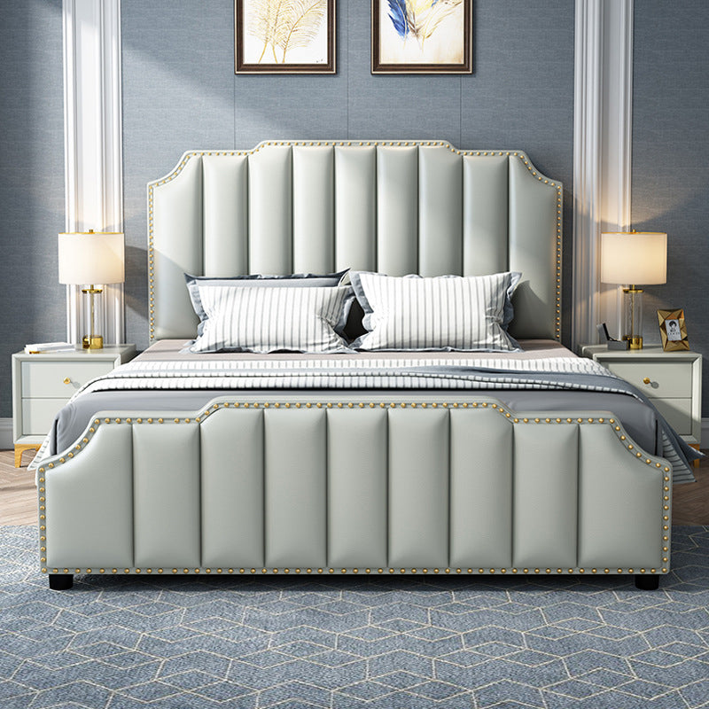 84.65 inch Wide Contemporary Standard Bed Solid Wood Bed with Headboard