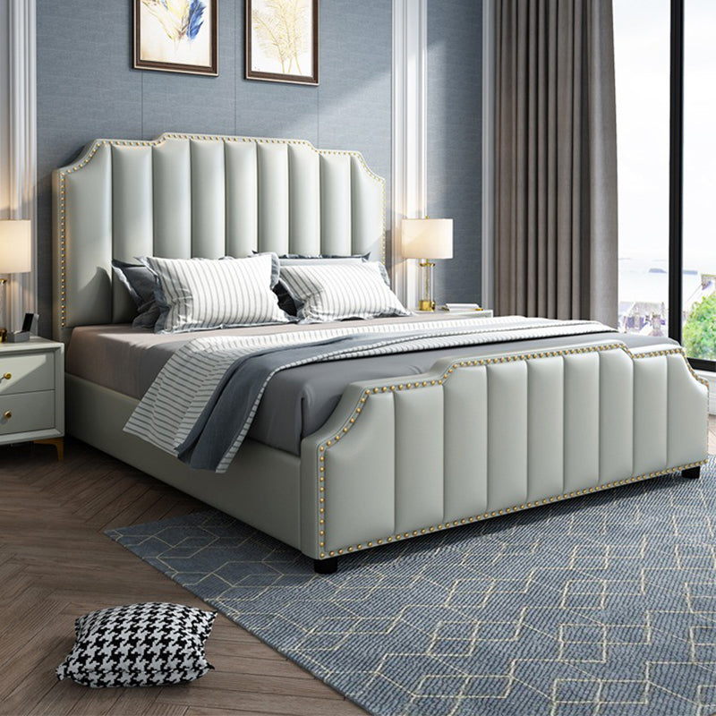 84.65 inch Wide Contemporary Standard Bed Solid Wood Bed with Headboard
