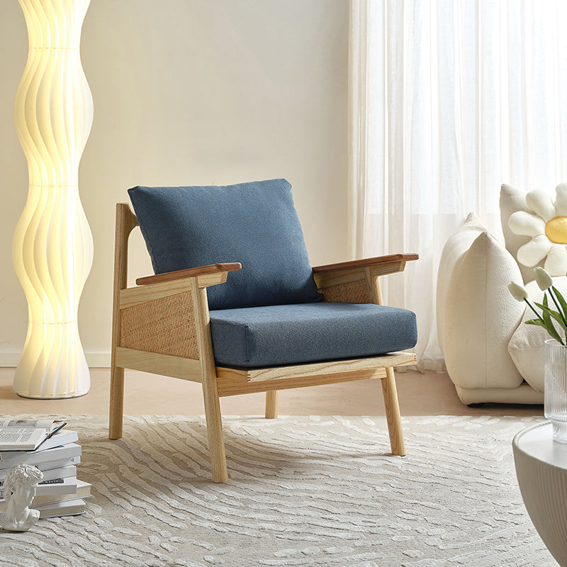 29.92" Wide Velvet Arm Chair Solid Wood Arms Included Chair for Bedroom