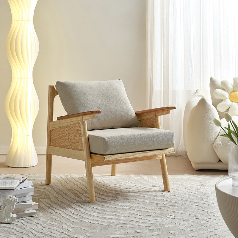 29.92" Wide Velvet Arm Chair Solid Wood Arms Included Chair for Bedroom