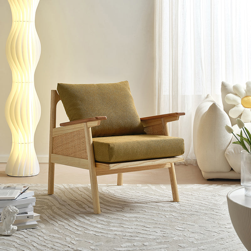 29.92" Wide Velvet Arm Chair Solid Wood Arms Included Chair for Bedroom