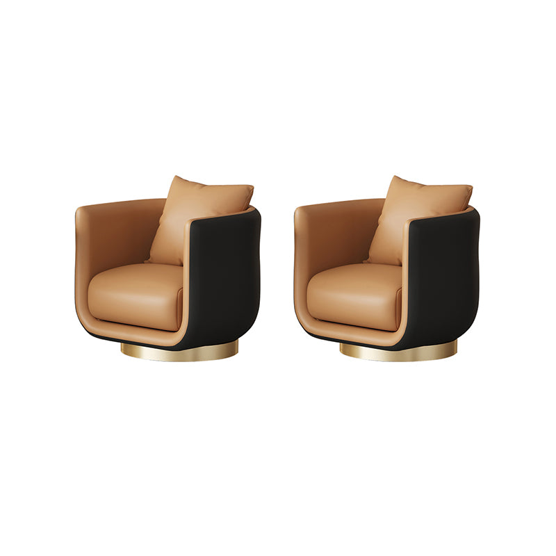 Faux Leather Barrel Chair 29.52" Wide Arms Included Barrel Accent Chair