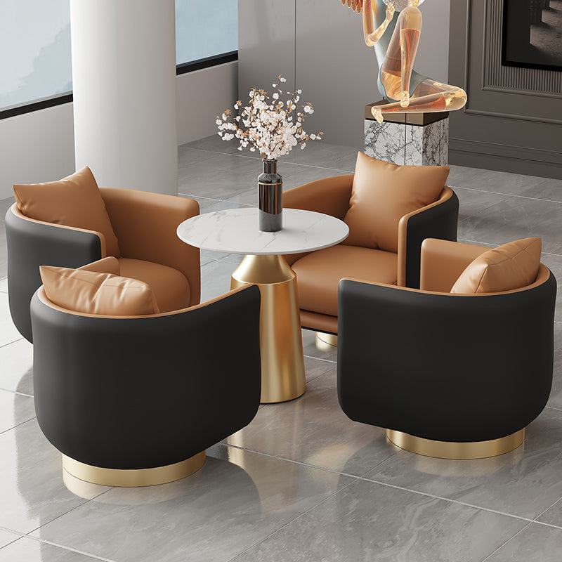 Faux Leather Barrel Chair 29.52" Wide Arms Included Barrel Accent Chair