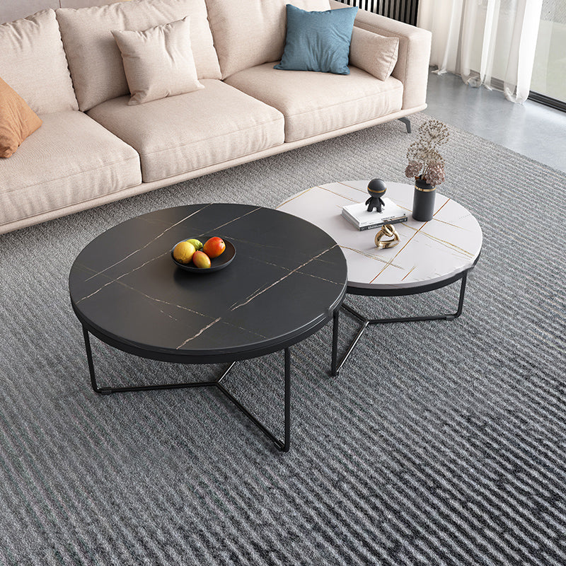 Round Slate Coffee Table Minimalist Coffee Table for Living Room