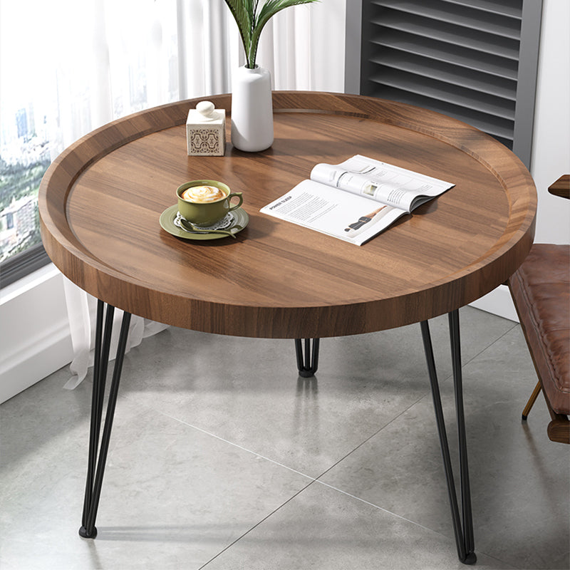 Open Shelf Tray Top Coffee Table Wood Round Coffee Table Minimalist