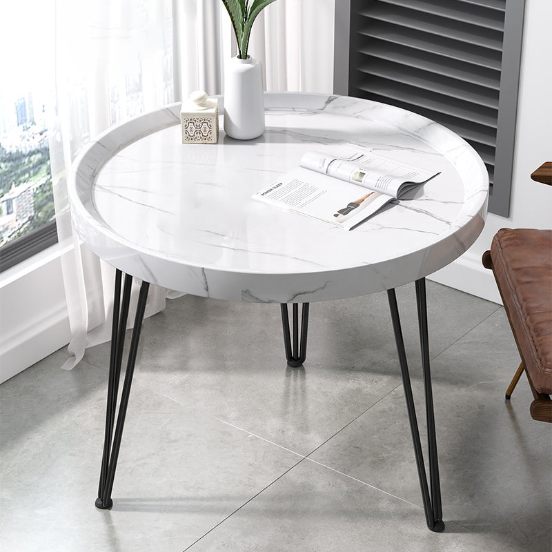 Open Shelf Tray Top Coffee Table Wood Round Coffee Table Minimalist