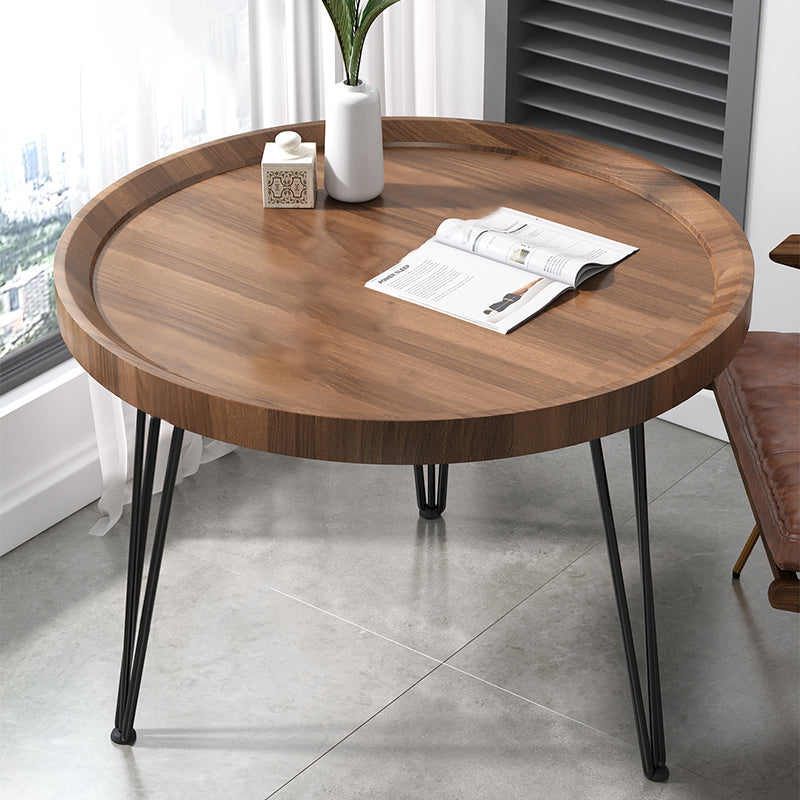 Open Shelf Tray Top Coffee Table Wood Round Coffee Table Minimalist