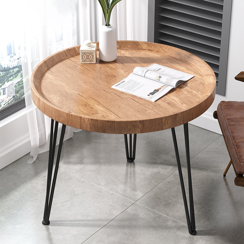 Open Shelf Tray Top Coffee Table Wood Round Coffee Table Minimalist