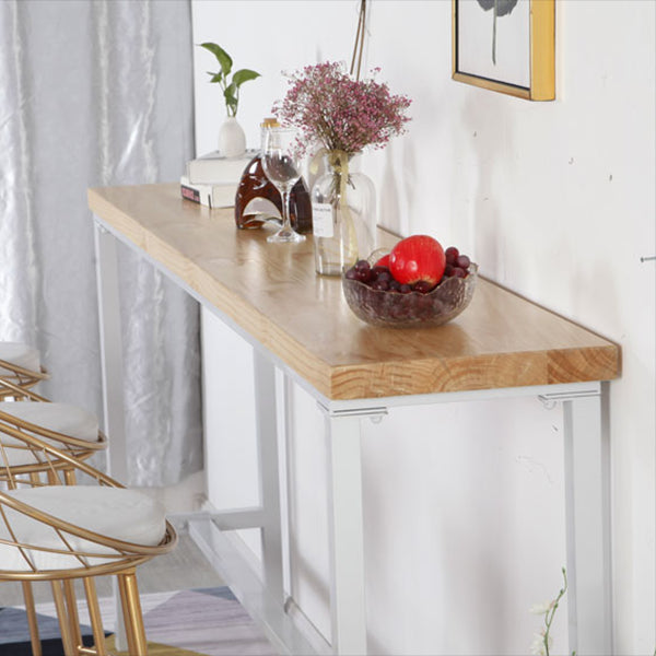 Wooden Bar Dining Table Industrial Bar Height Cocktail Table with Metal Base