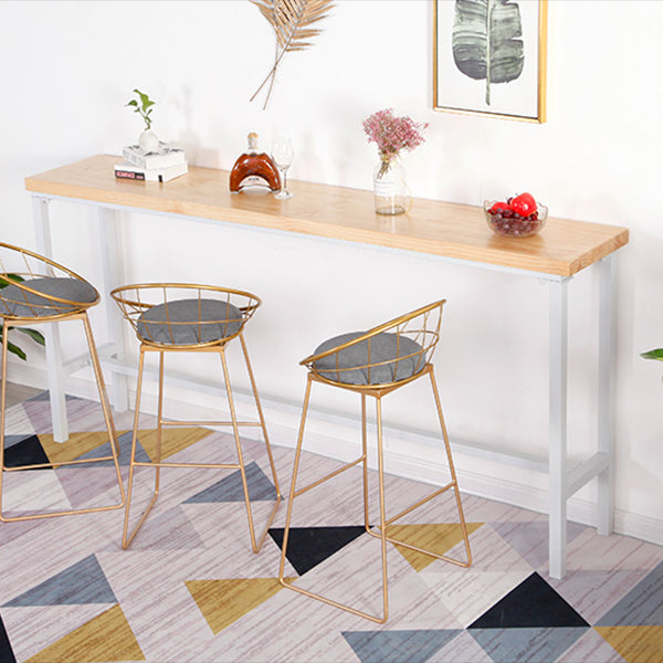 Wooden Bar Dining Table Industrial Bar Height Cocktail Table with Metal Base