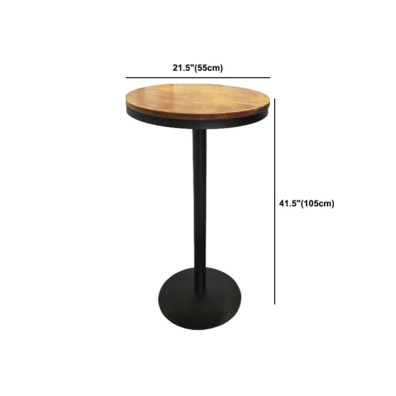 Wooden Bar Dining Table Industrial Bar Height Cocktail Table with Metal Base