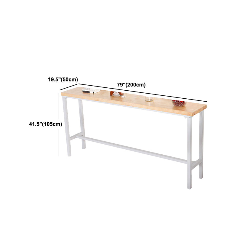 Wooden Bar Dining Table Industrial Bar Height Cocktail Table with Metal Base