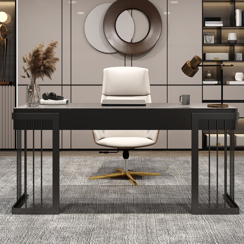 Contemporary Writing Desk Curved Sled Office Desk Black and White